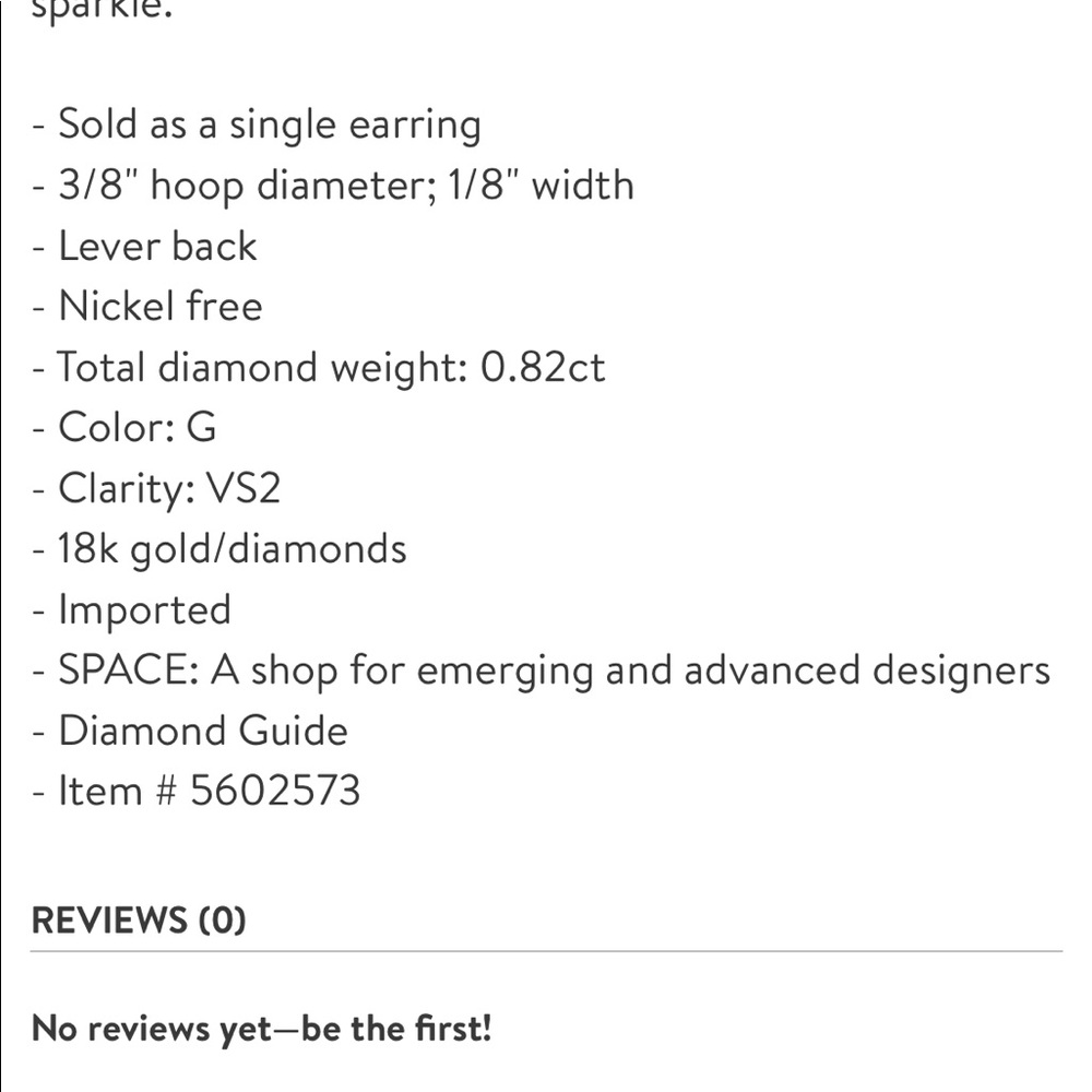 Maria tash eternity diamond hoop 3/8”